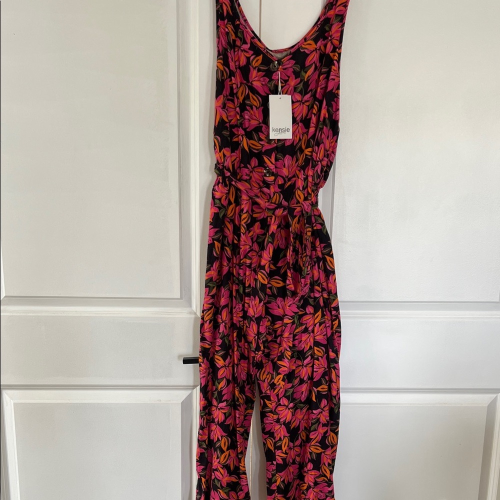 Kensie Pink and Orange Floral Jumpsuit
